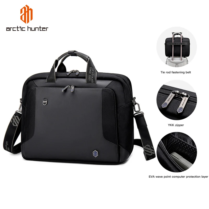 

Arctic Hunter Luxury Business Men Microfiber Leather Briefcase Bag Vintage Man Briefcase Leather Bags For Laptop, Black/grey/blue