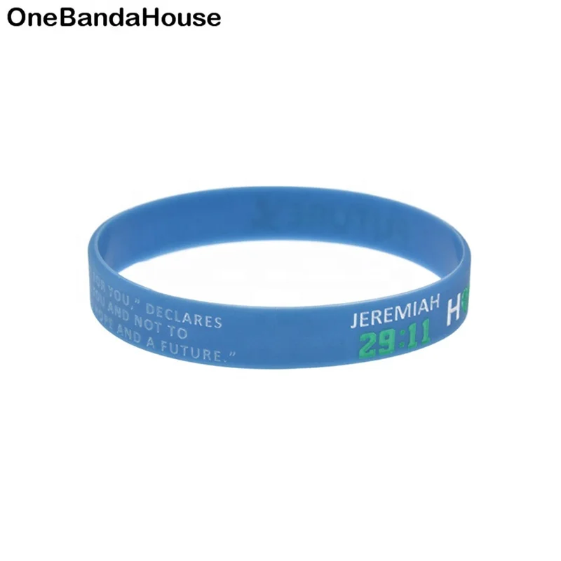 

1PC Jeremiah 29 11 Hope and A Future Silicone Wristband Religious beliefs Gift Bracelet, Blue