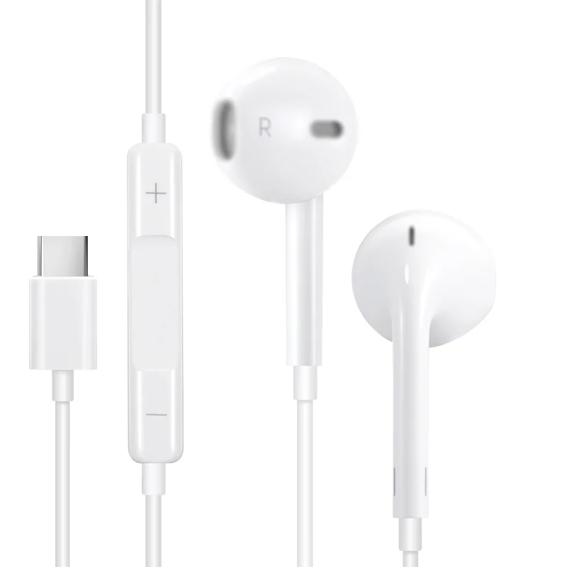 

Quality Hot Sale Wired Type c earphones headset for HUAWEI SAMSUNG XIAOMI type c jack headphone factory wholesale earbuds, White/black