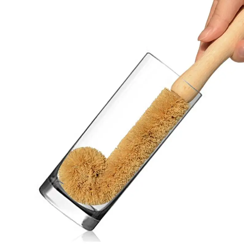 

Zero Waste & Biodegradable Natural Fiber Kitchen Brushes Wood and Coconut Bristle Bottle Brush