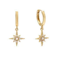 

Fashion jewelry 18K gold opal starburst huggie hoop earrings for girl
