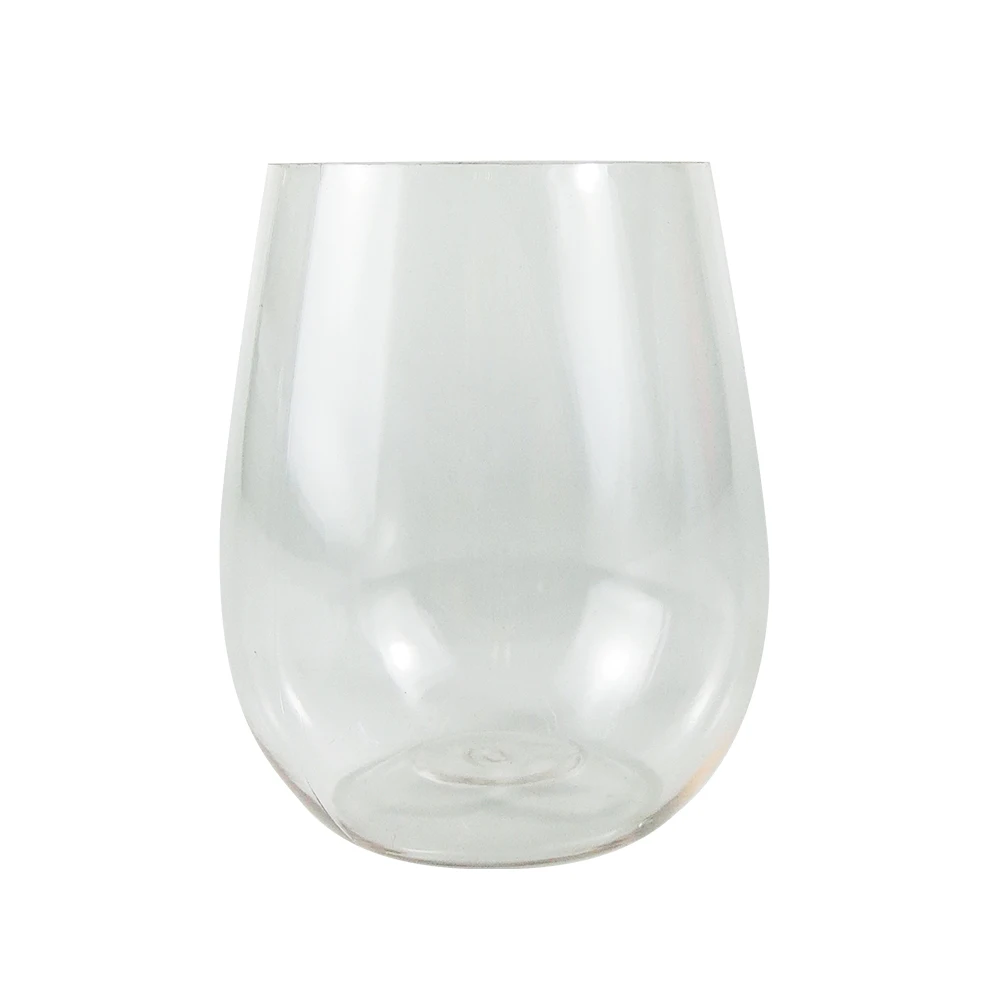 

400ml unbreakable plastic PET stemless red wine glass, Transparent/customized color