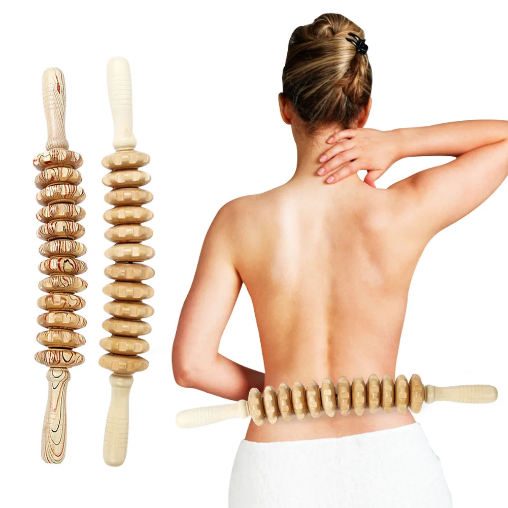 

Wooden Abdomen Massager Multifunctional Fitness Roller Stick Muscle Relax Tool Body Anti Cellulite Waist Massage Adult