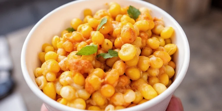 Step-by-step images of making elote in a cup