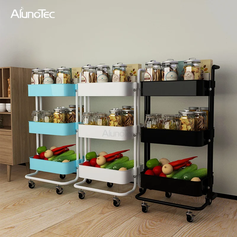 
3-Tier Movable Organizer Kitchen Home Storage Rack Utility Rolling Trolley Cart 