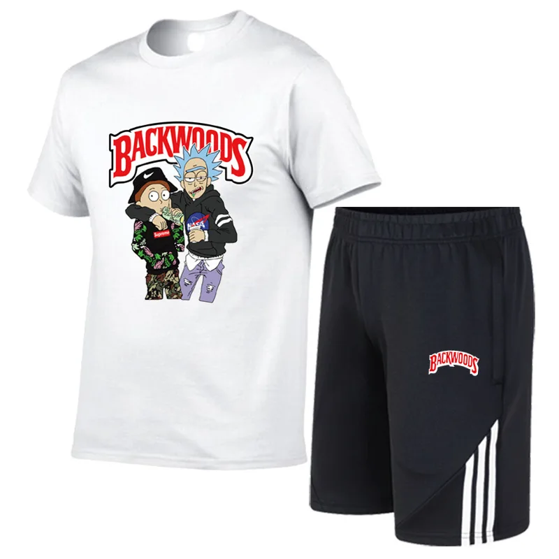 

High Quality Cotton backwoods Men Jogging Short Set men Sublimation Graphic Tshirt 2 Two Piece T-Shirt Shorts and Shirts For man, Customized colors