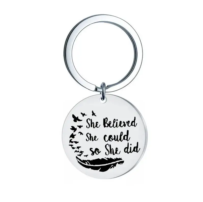 

Inspirational jewelry stainless steel she believed she could so she did keychain