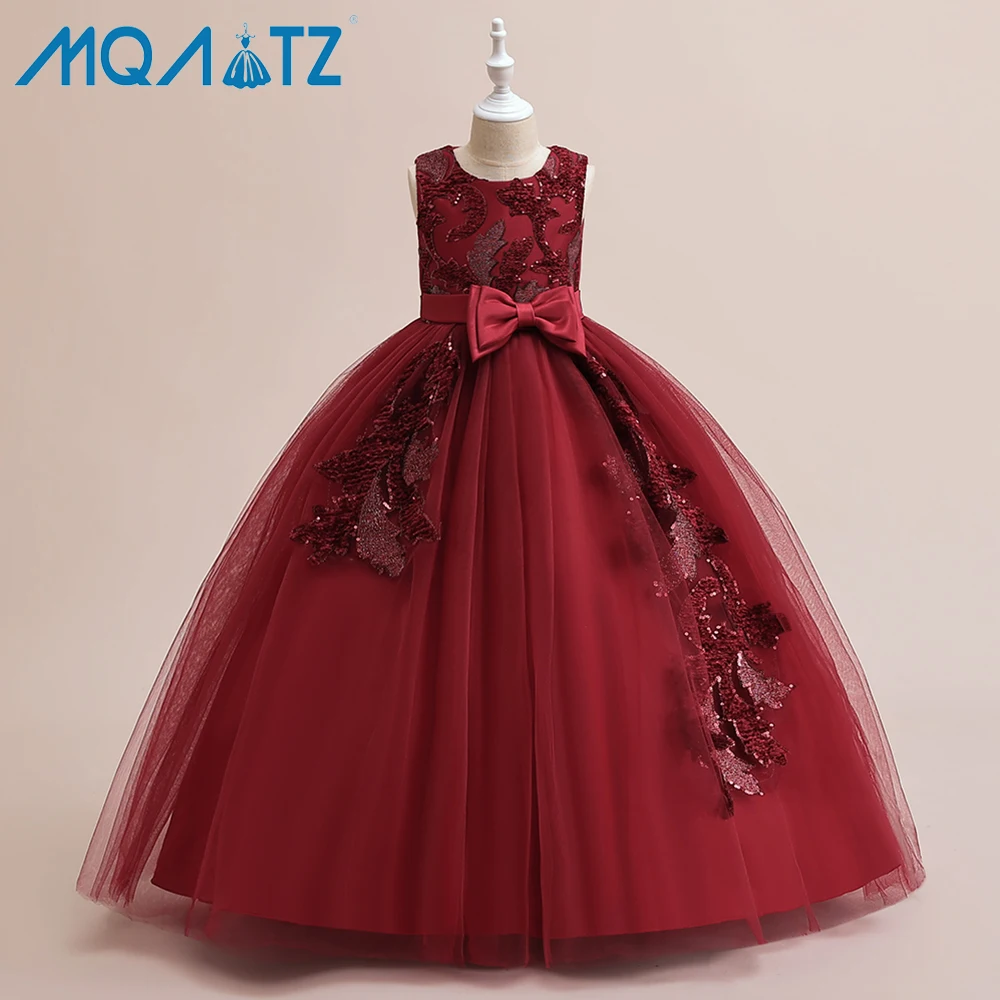 

MQATZ New Products Birthday Party Bow Dress Sleeveless girl dress Elegant Long Embroider Princess Dress Design