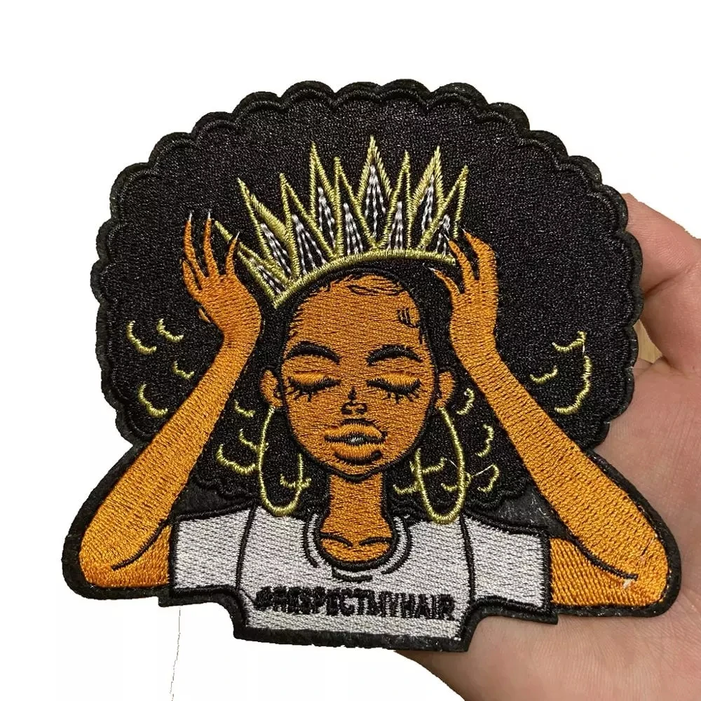 

African Girl Woman Head Shape Iron On Patch For Jackets Embroidery Sewing Sticker Badge Applique Parch