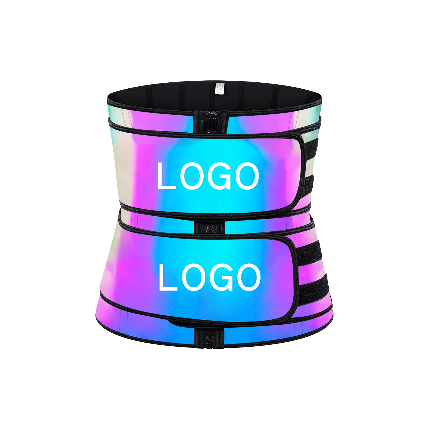 

2021 New Style custom logo steel bone reflective slimming sauna private label neoprene waist trainer belt, Reflect light