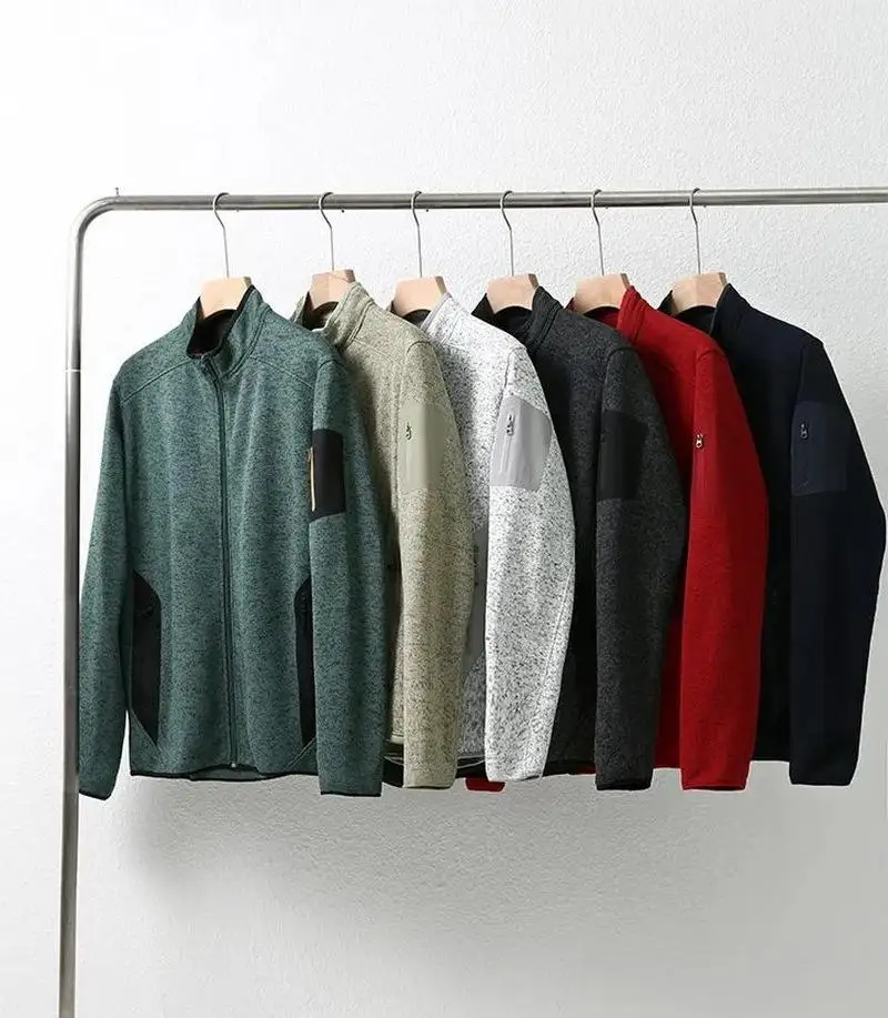 Men's and Women's Stand-Up Collar Fleece Jacket Thick Knit Warm Cardigan with Zipper Closure for Winter and Autumn Seasons