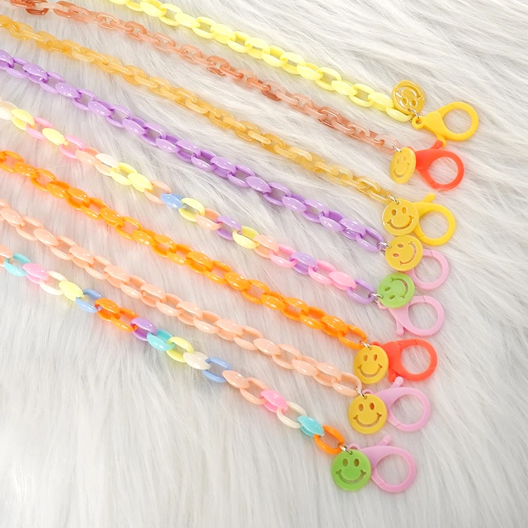 

light kid children smiling face acrylic masking holder neck with chain, Picture