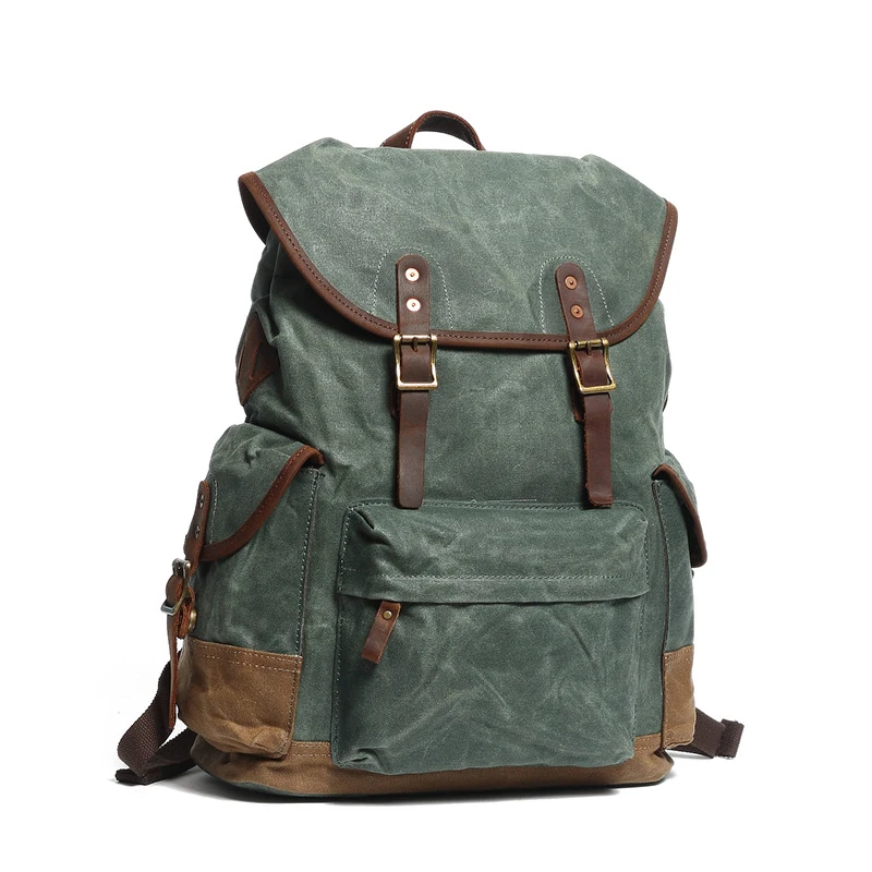 

SB105 2021 New Fashion Canvas Wax Retro Shopping Student Leisure Travel Rucksack Backpack Bag For Teenager, 4 colors