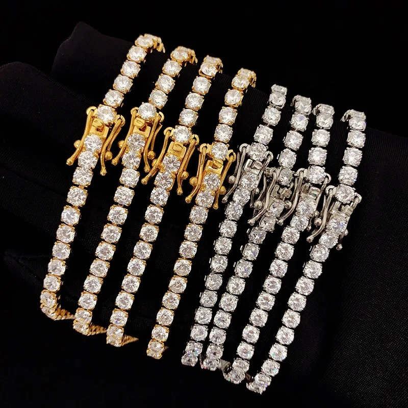 

high quality never tarnish 18k PVD gold plated hip hop diamond 4mm tennis chain cz