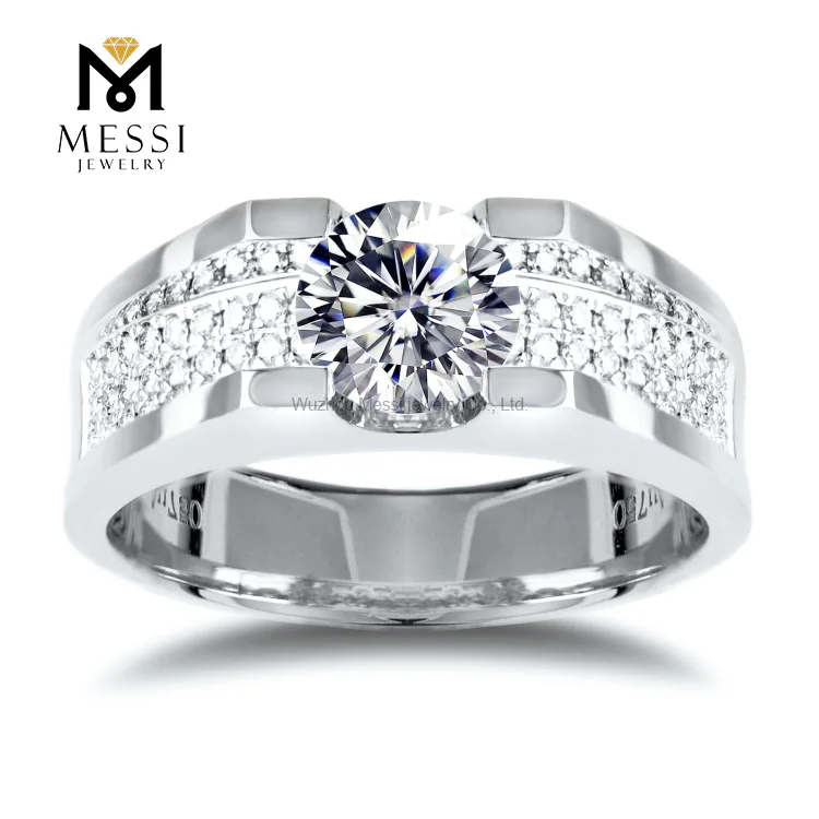 

Messi Custom Design Jewelry Diamond Wedding Ring 14K 18K White Gold Moissanite Men Ring, White gold, yellow gold, rose gold