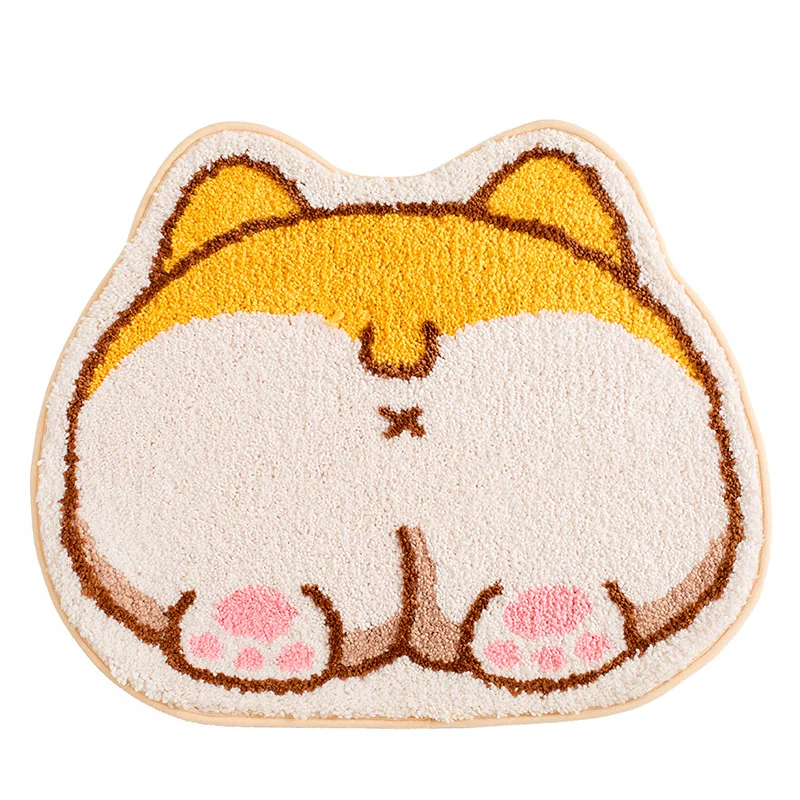 

Bath Mat Bathroom Carpet Non Slip Entrance Floor Kitchen Absorption Corgi Arse Rugs Dog Bath Mat, Yellow,gray