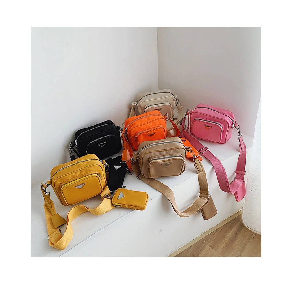 

2021 Trendy Wide Nylon Shoulder Strap Messenger Bags for Women Luxury Brand Purses Lady Handbags Crossbody Bag Womens Handbag