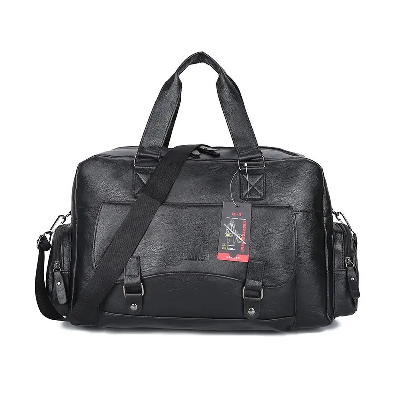 

2021 Large capacity black PU leather travel bag for business travel for man