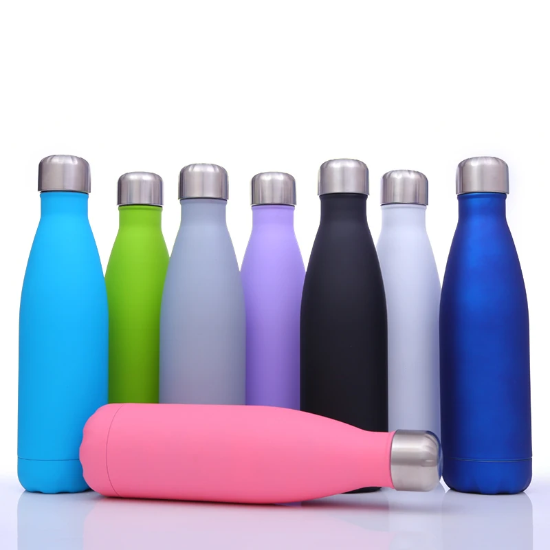 

[JT-C17]Hot sale 500ml painting double wall cola shaped stainless steel sport water bottle flask, Customized color