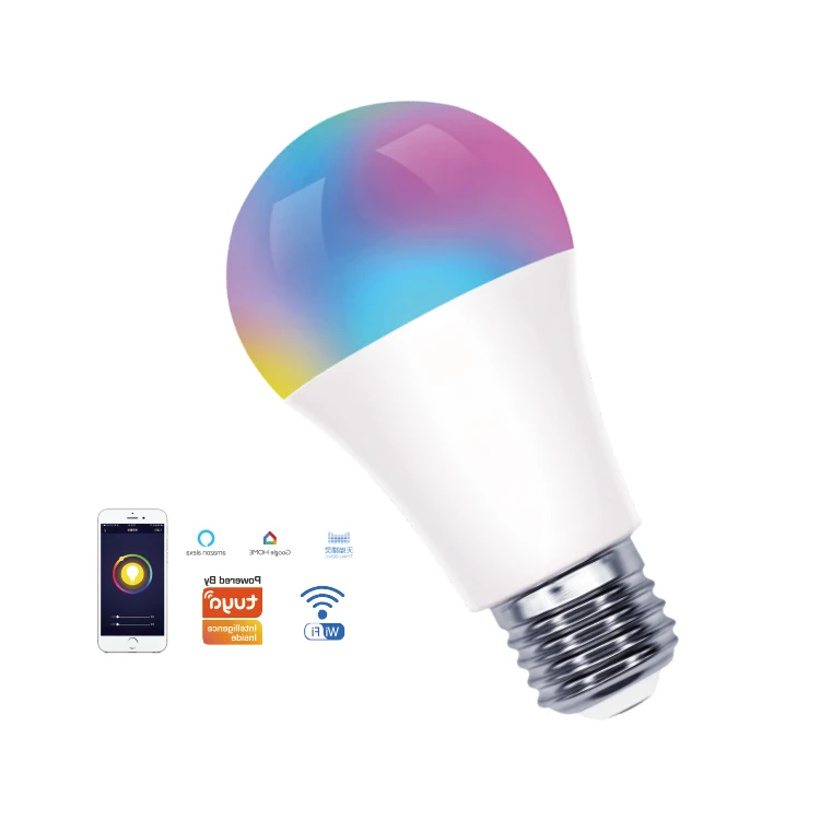 Tuya smart led light bulb wifi e27 A60 rgb+cw alexa google home