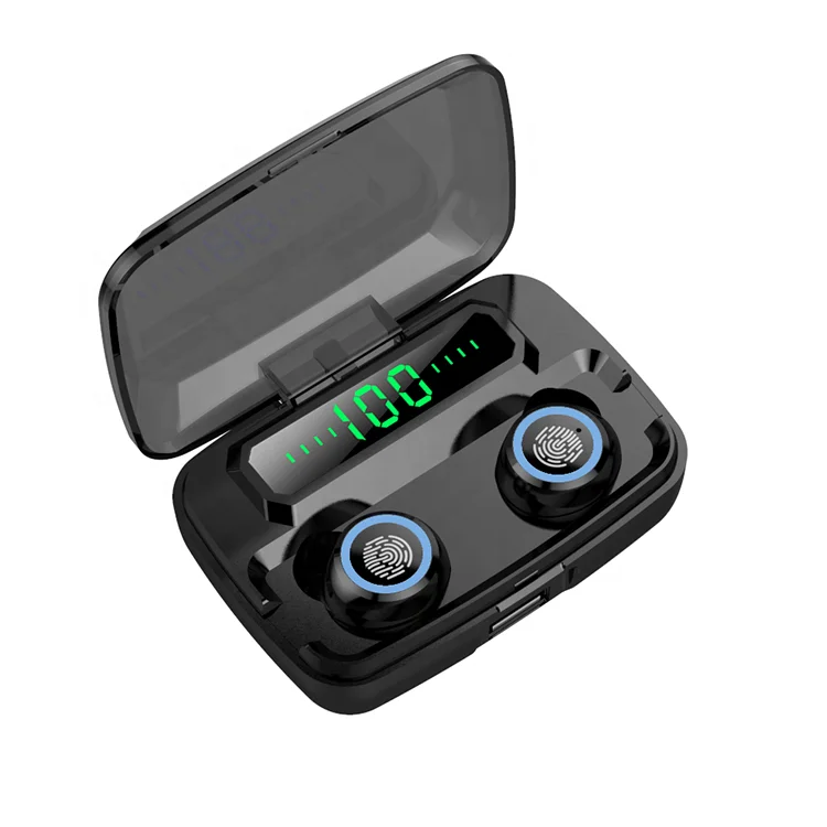 

2021 Newest Touch Earphone TWS Mini Wireless Earbuds V5.0 High Quality For IOS Android 2000mah Charging Box Power Bank, Black