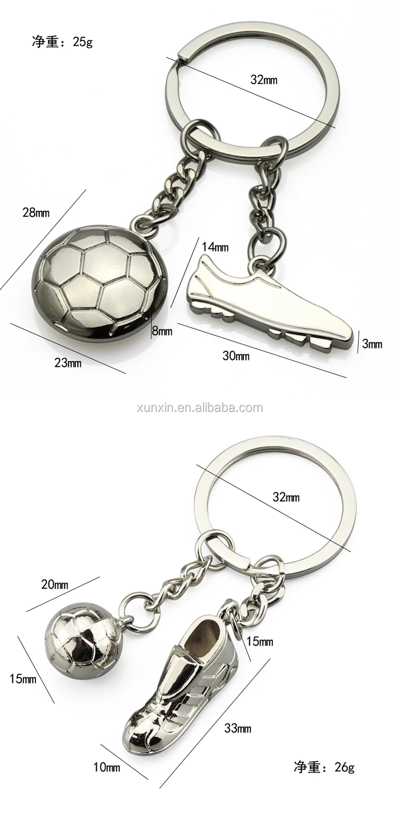 Wholesale Custom Sports Shoes Ball Keychain Soccer Club Promotion Gift