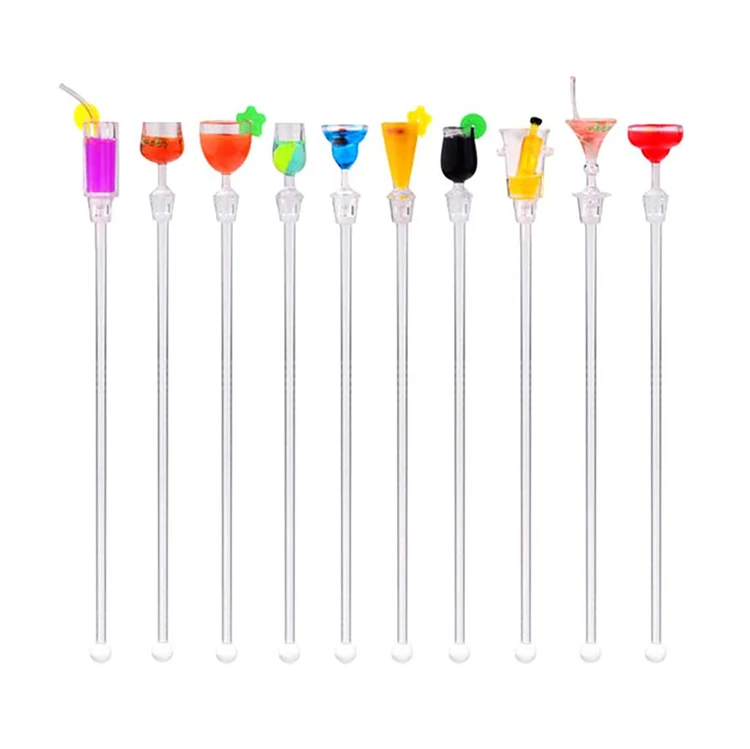 

Cocktail Swizzle Stirrer Sticks Pack of 10 acrylic drink stirrer, Any color