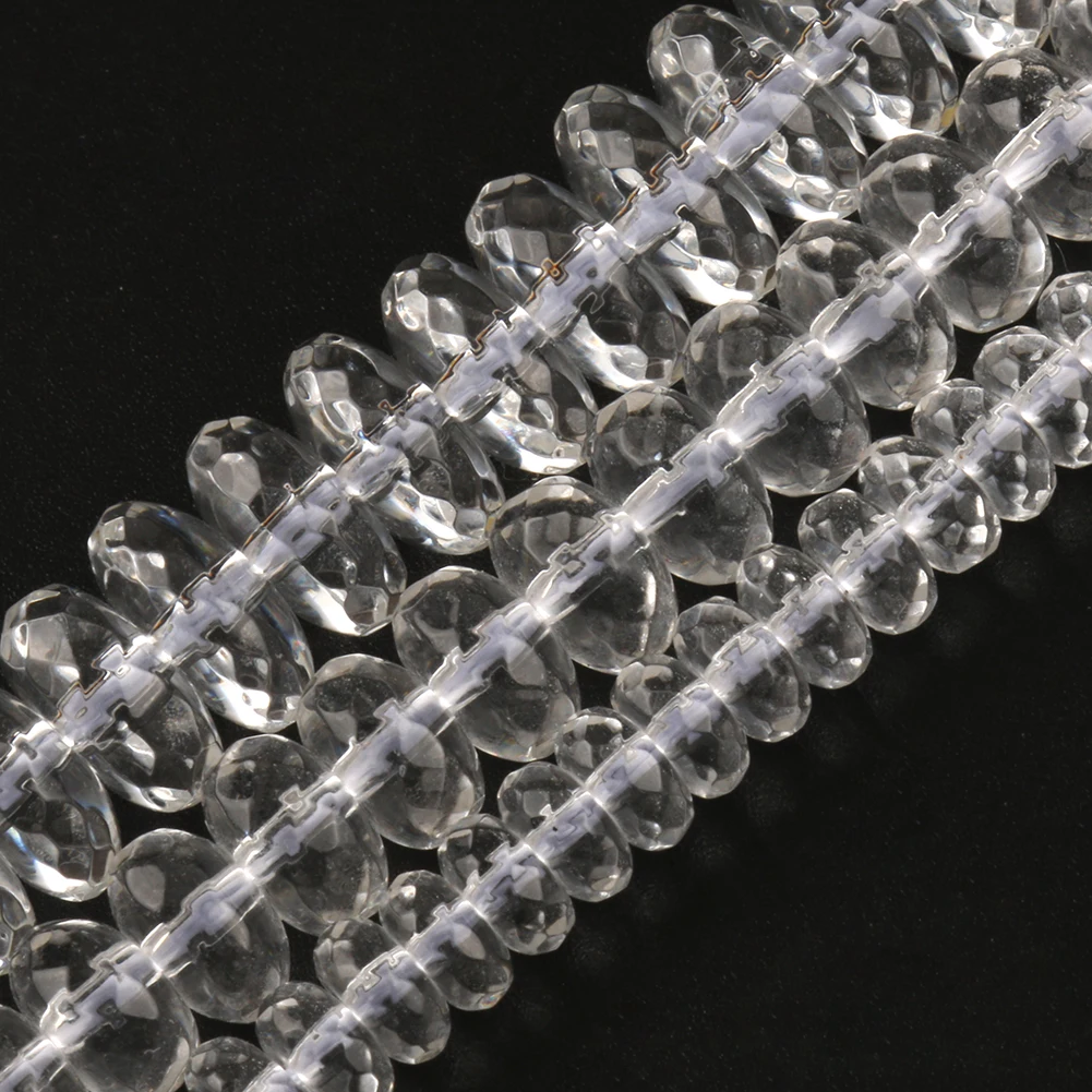 

Wholesale 6/8/10MM Faceted White Crystal Quartz Rondelle Stone Spacer Beads for Jewelry Making