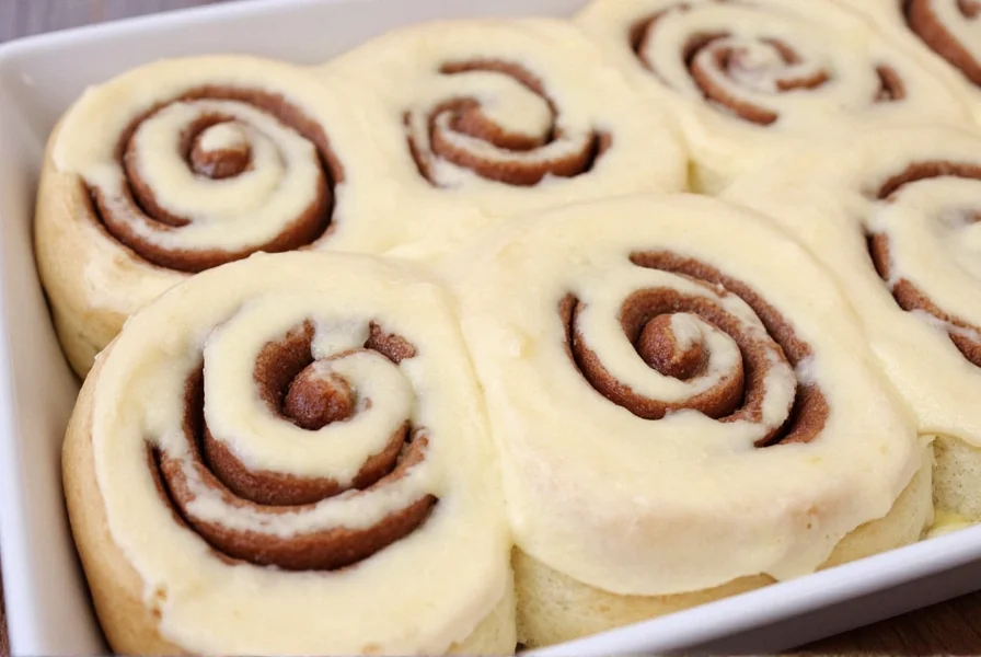Step-by-step process of making cinnamon rolls with cream cheese frosting showing dough rolling, filling application, and baking stages