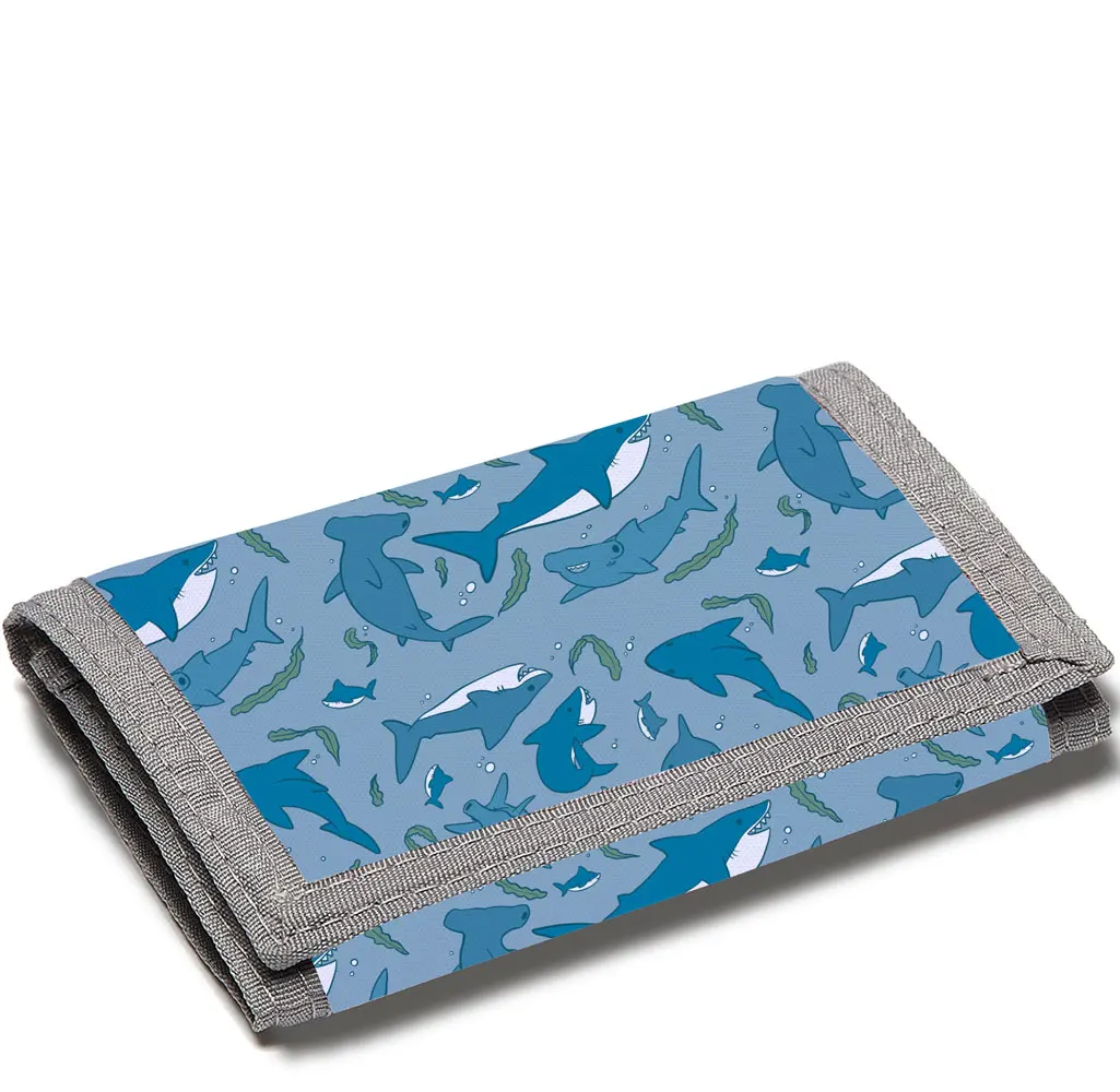 

Personal design Custom design print on demand shark cartoon pattern zipper money clip children kids coin wallet purse