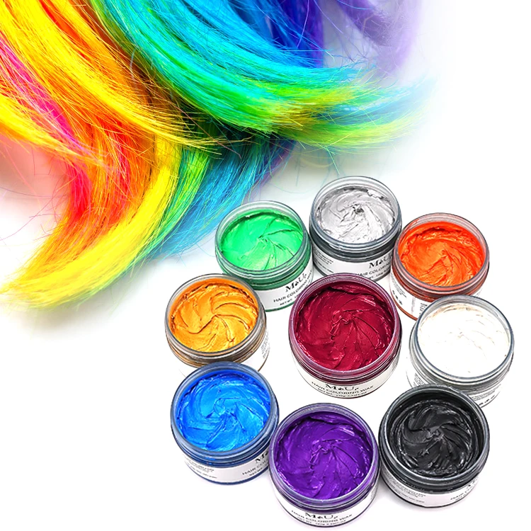 

High Quality 12 Colors Hair Cream Custom Logo Color Styling Coloured Pomade Dye Temporary Hair Color Wax, Customised color