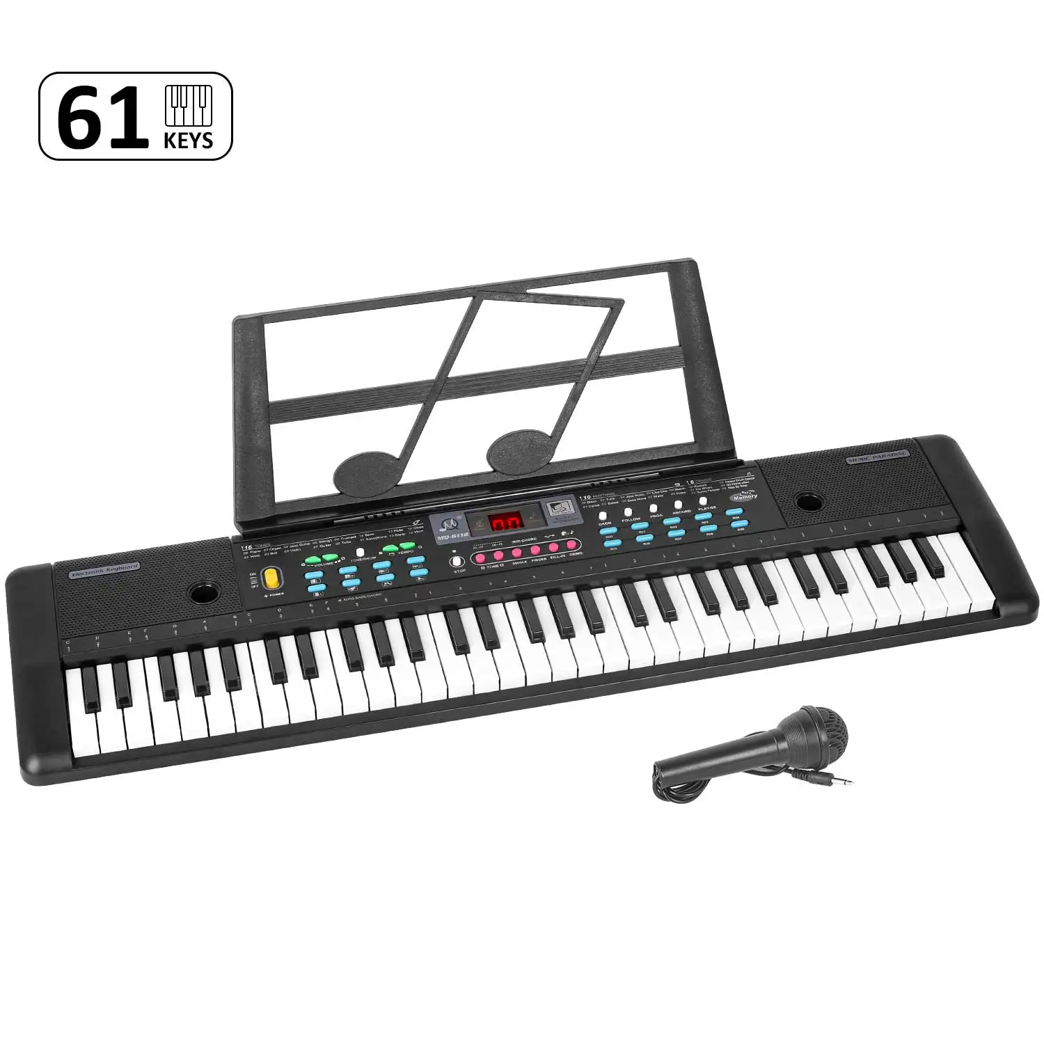 

2021 Christmas Gifts 61 Keys Electronic Piano for Power Supply Built In Speakers Microphone Kids Electric Keyboard Piano, Black white