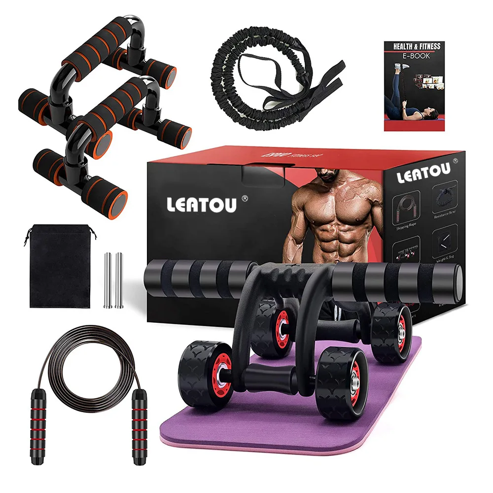 

home fitness accessories 4 wheel roller abs roller push up set, Black+red