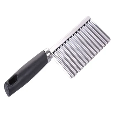 

Crinkle Cutting Tool Slicer Stainless Steel Blade Handle Vegetable Salad Chopping Knife French Fry Potato Chip Cutter, Red/black