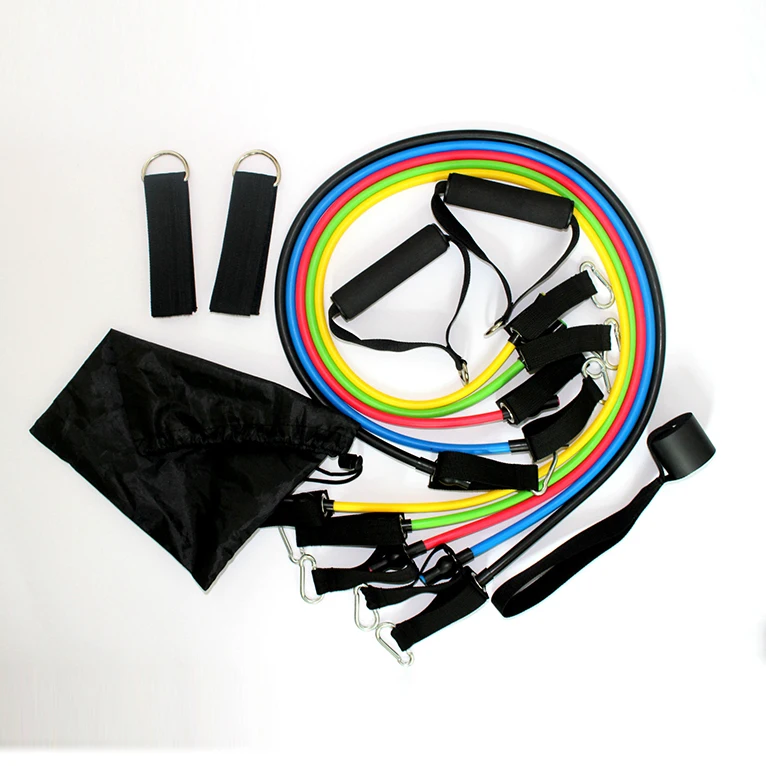 

Home Fitness 11 Pieces Set Resistance Training Tubes Pull Rope Resistance Bands, One set includes:yellow, green,red,blue and black