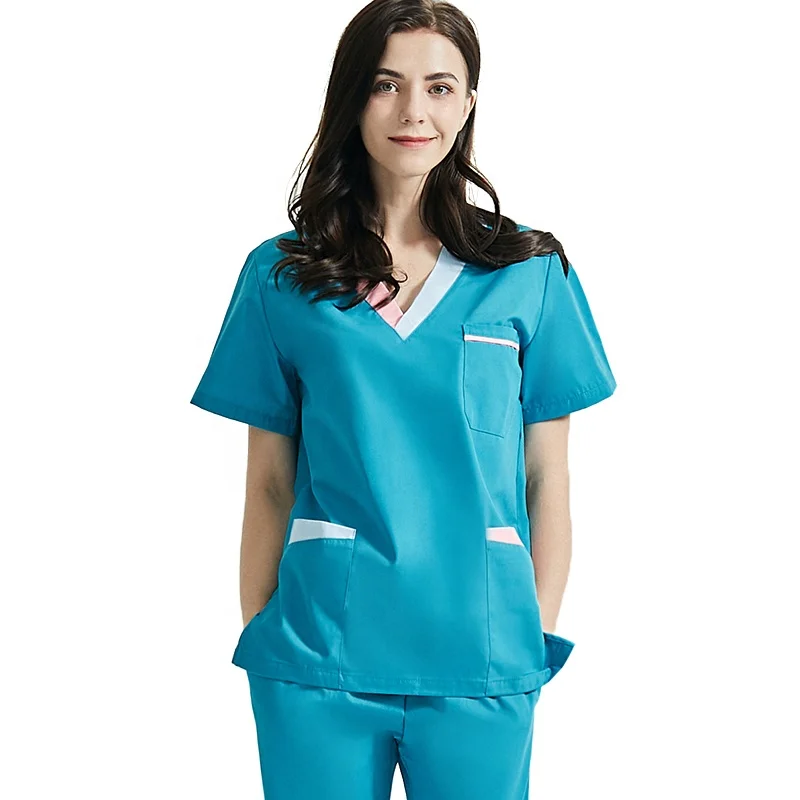 

Classic Scrub Set Spa Uniform For Women Design Male Nurse Hospital Jogger Scrubs Uniforms Designs, Blue purple fuchsia and dark green