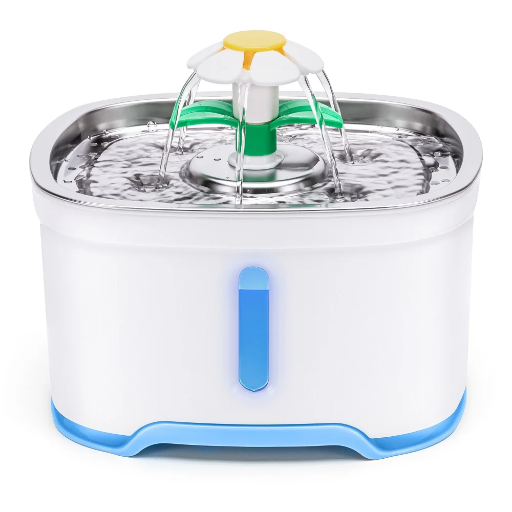 

USB Auto Pet Water Dispenser Stainless Steel Cat Dog Feeder Bowl With LED Light