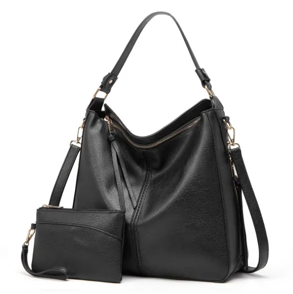Hobo Handbags Women Shoulder Bag Top Handle Satchel Hobo Tote Bag Purse Faux Leather Set 2pcs 