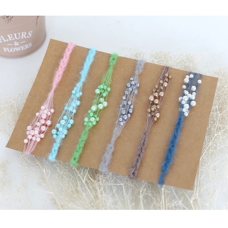 

Handmade Mohair Yarn with Pearl Top Fashion Baby Hair Accessories