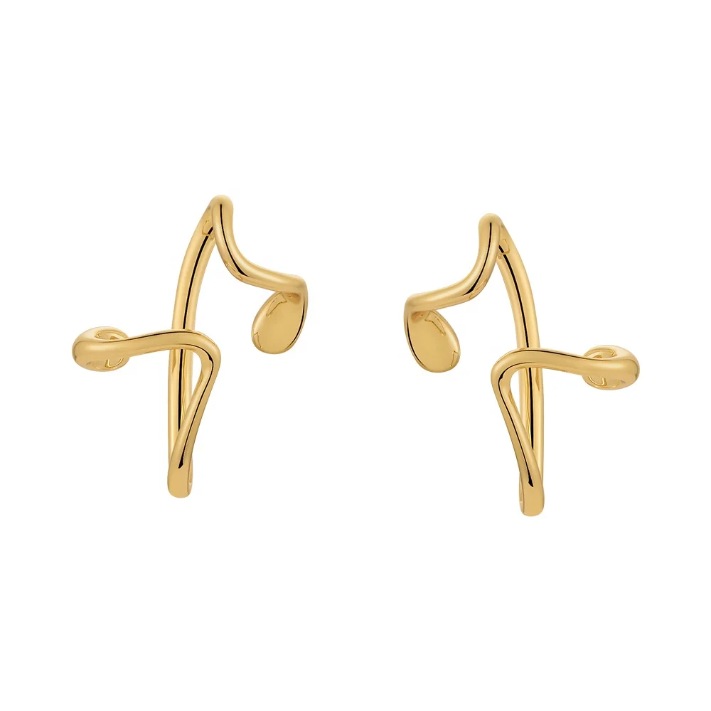 

Original Design 18K Gold Plated Brass Jewelry New In Geometric Water Drop Ear Clip For Women Gift Earrings E221476