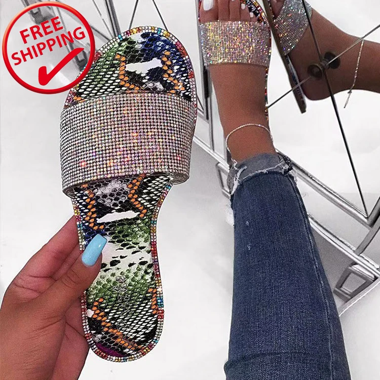 

Ladies Glitter Slippers Outdoor Sandals Flat Women Platform Summer Sandals, Candy color