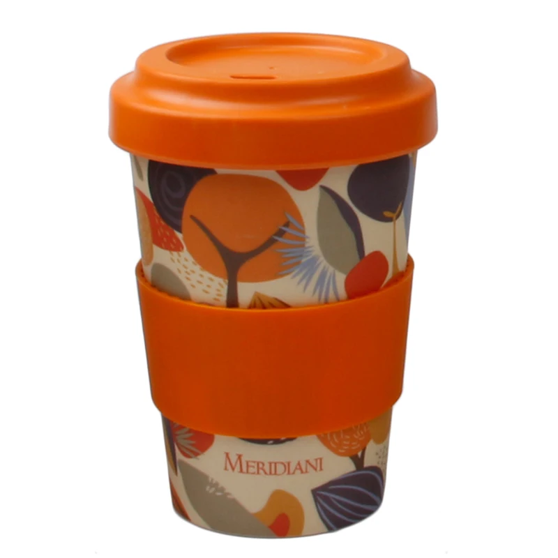 

MIKENDA Natural eco-friendly bamboo fiber mug with silicone lid and wrap takeaway coffee cups