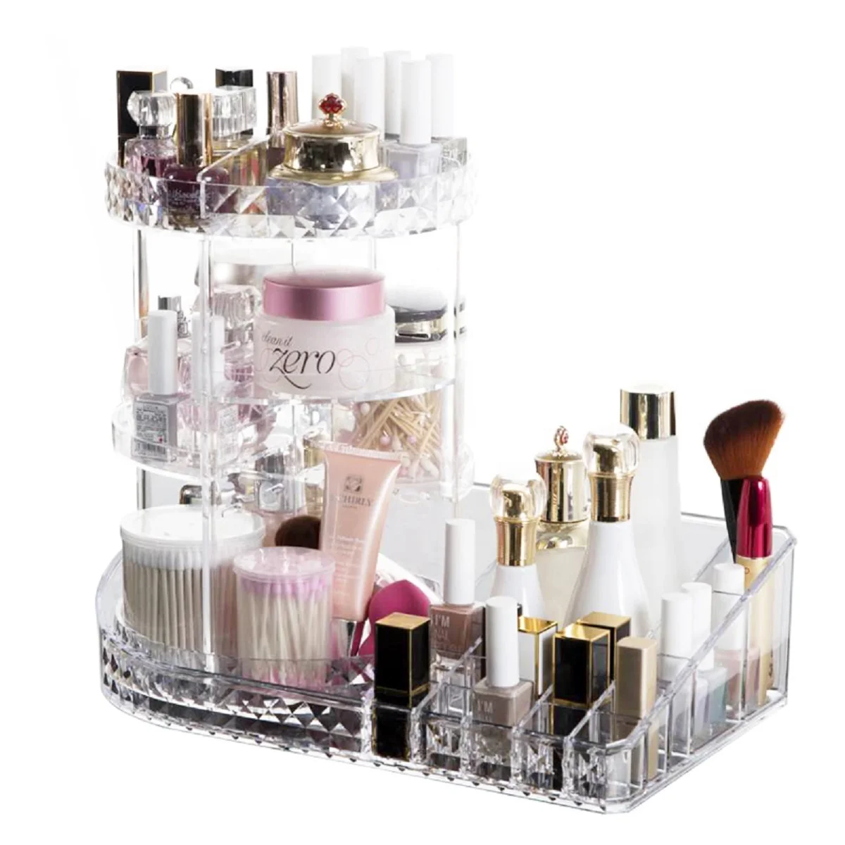 

Large Multi-use plastic/acrylic lipstick holder 360 rotating makeup organizer