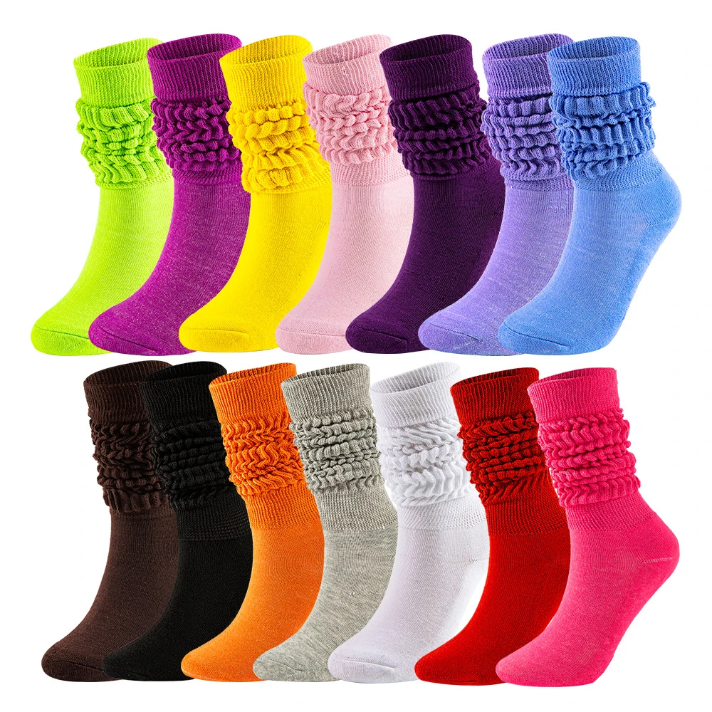 

Hot Sale Lady Colorful Scrunchie Socks Custom Heavy Thick Winter Long Slouch Socks for Women