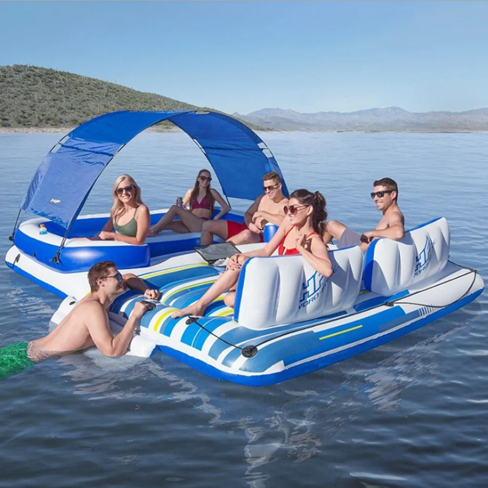 

2020 New CoolerZ Tropical Breeze 6 Person Inflatable Floating Island Pool Lake Rive Raft Lounge Chair, 2020 new color design