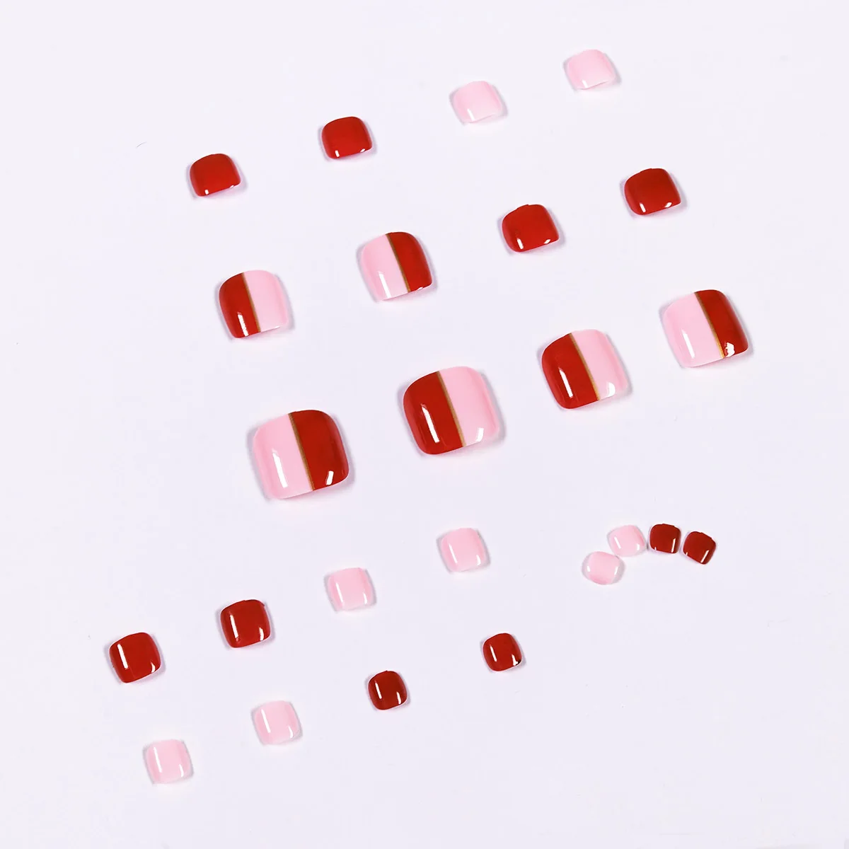 

2021 Wholesale Short Red Press on Toe Nails Toenails Beauty Box, As pic