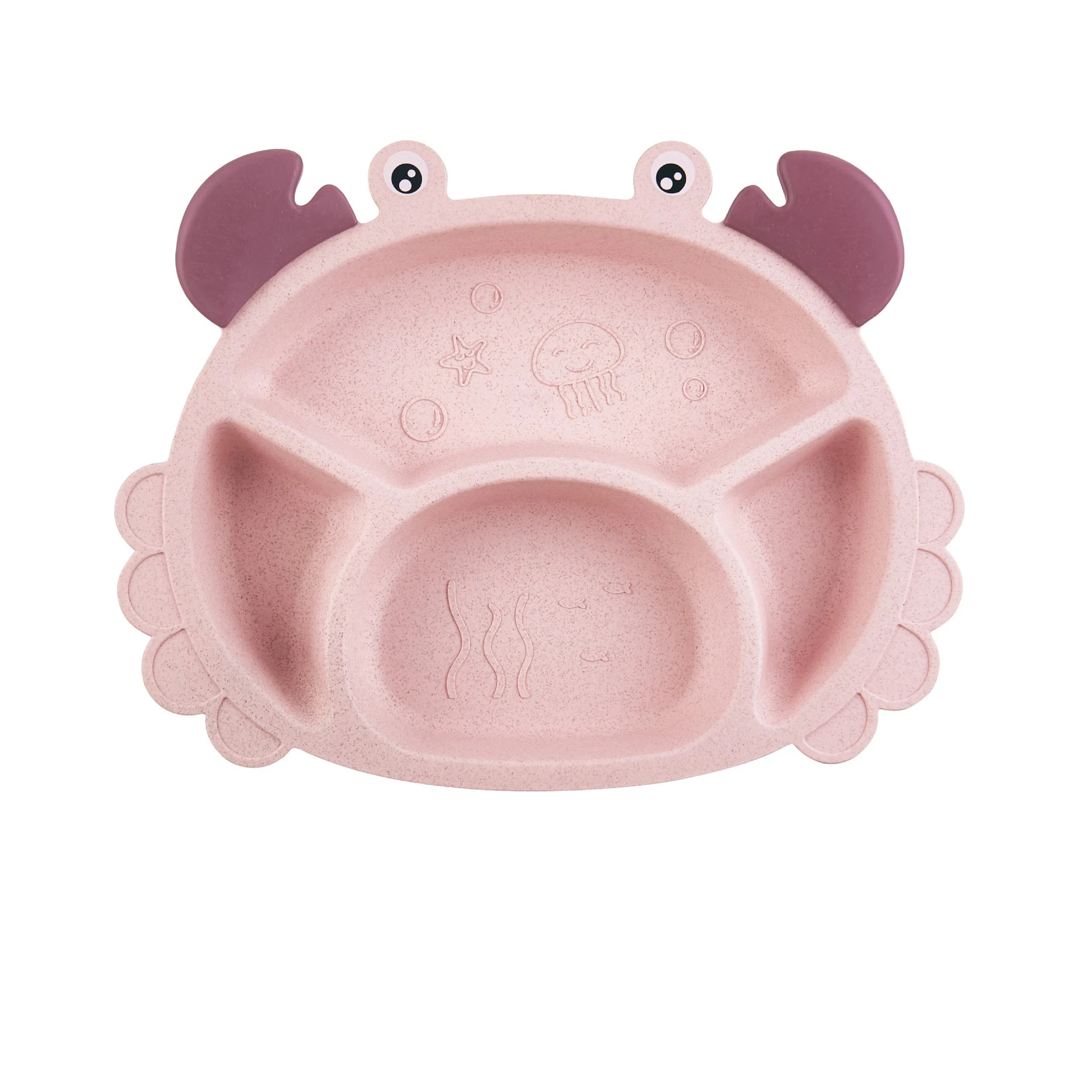 

Wholesale 3pcs crab shape children bamboo fiber dinnerware sets kids tableware sets with plates bowls cups, Picture