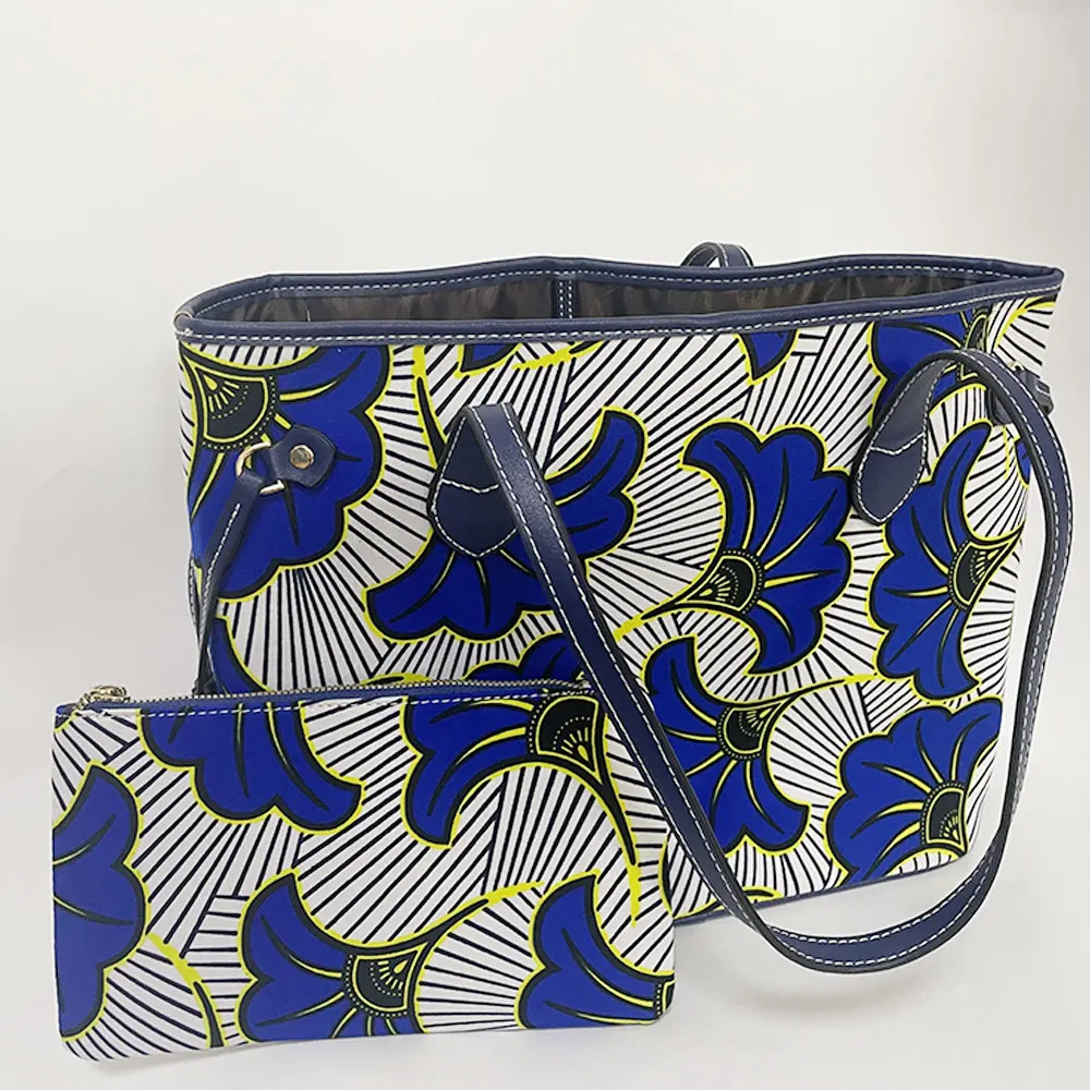 

2021 Summer New African Print Tote Bag Fashion Design For Handbag, Blue