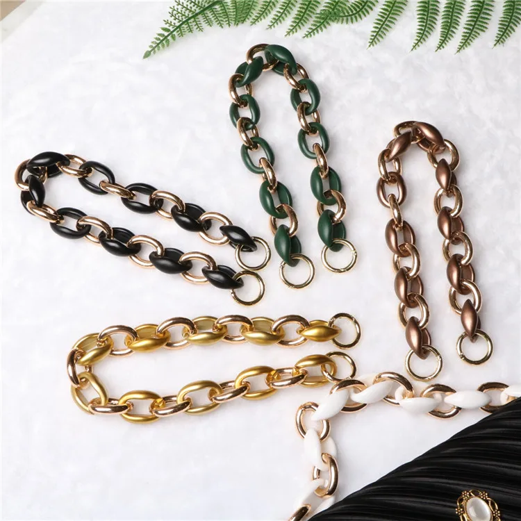 

2020 fashion matte grinding acrylic metal portable use chain Factory Hot Sale Acrylic Metal Chain Fashion Women Bag Chain, Sotck more than 10