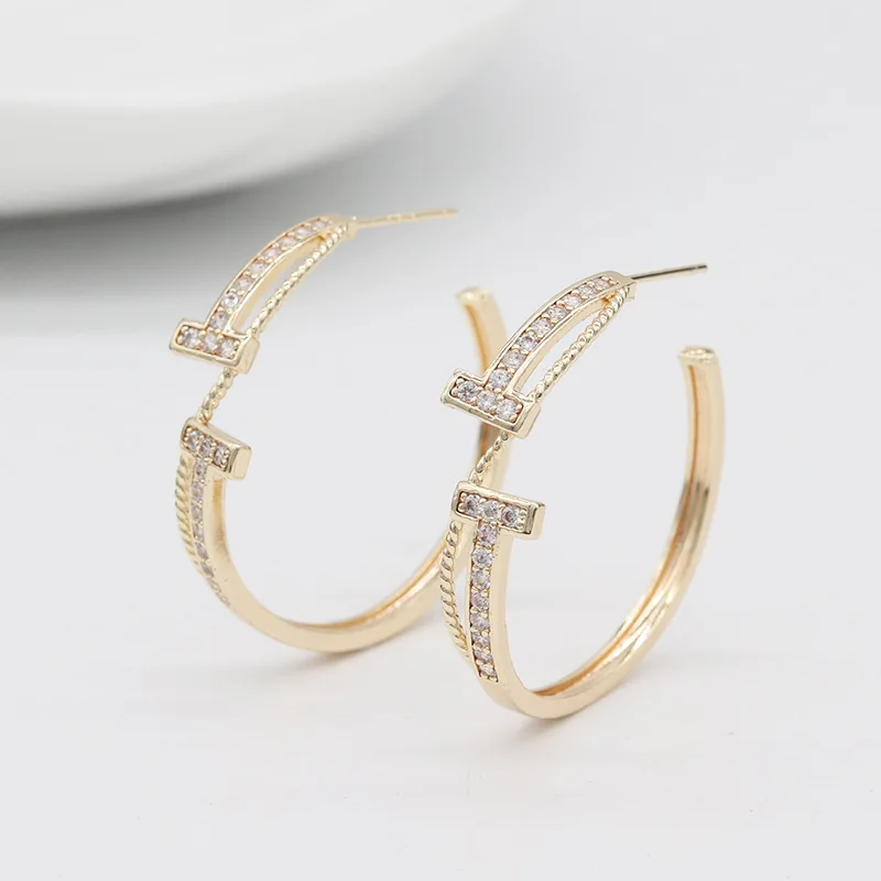 

Jiexing New S925 Silver Needle Anti Allergy 14K Gold Plated Stud Earrings Diamond Earrings Hoop Earrings For Women and Girls